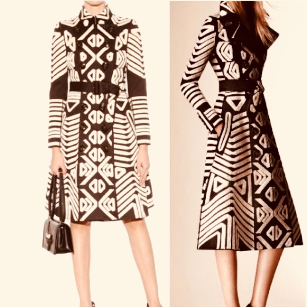 ❌SOLD❌Burberry Women's Black Crochet-appliquéd Trench